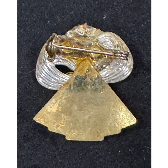 Vintage Angel Pin Gold & Silver Tone Blue Rhinestones Christmas Brooch CP152 - Picture 3 of 3